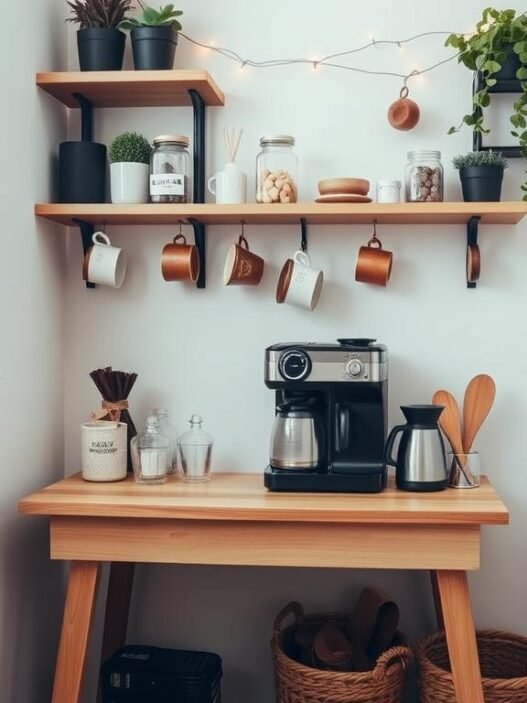 Budget friendly coffee bar inspiration for small spaces