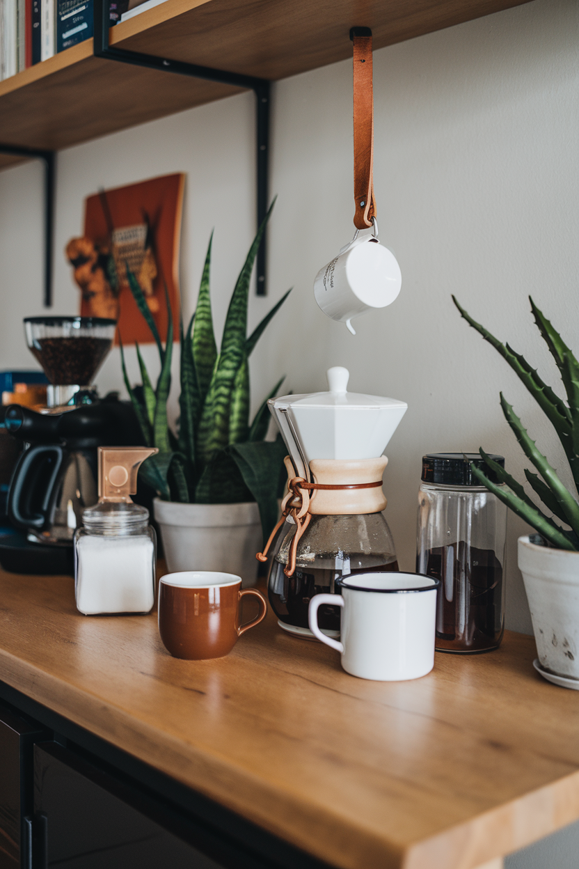 Budget friendly coffee bar inspiration for small spaces6