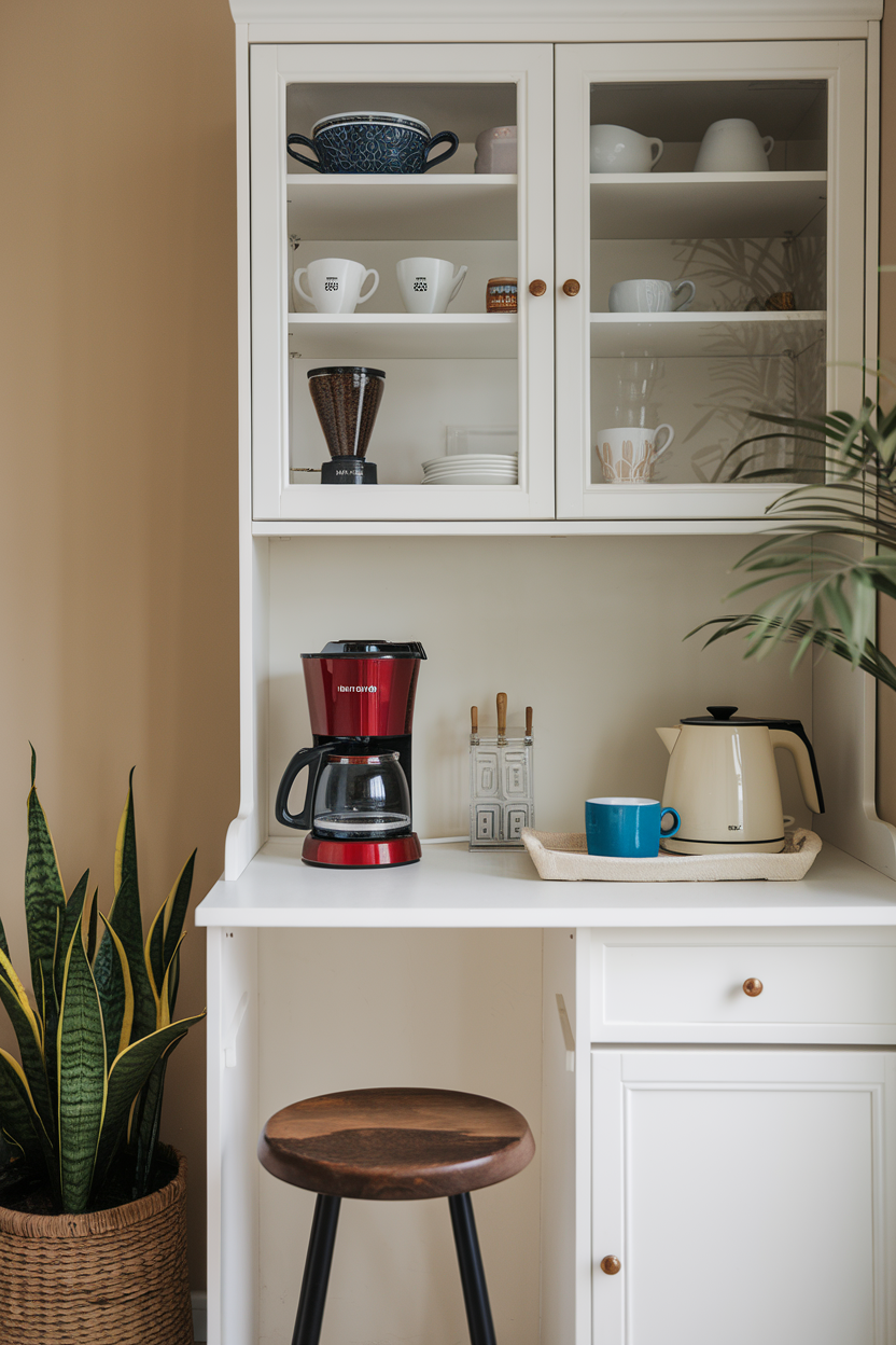 Budget friendly coffee bar inspiration for small spaces8