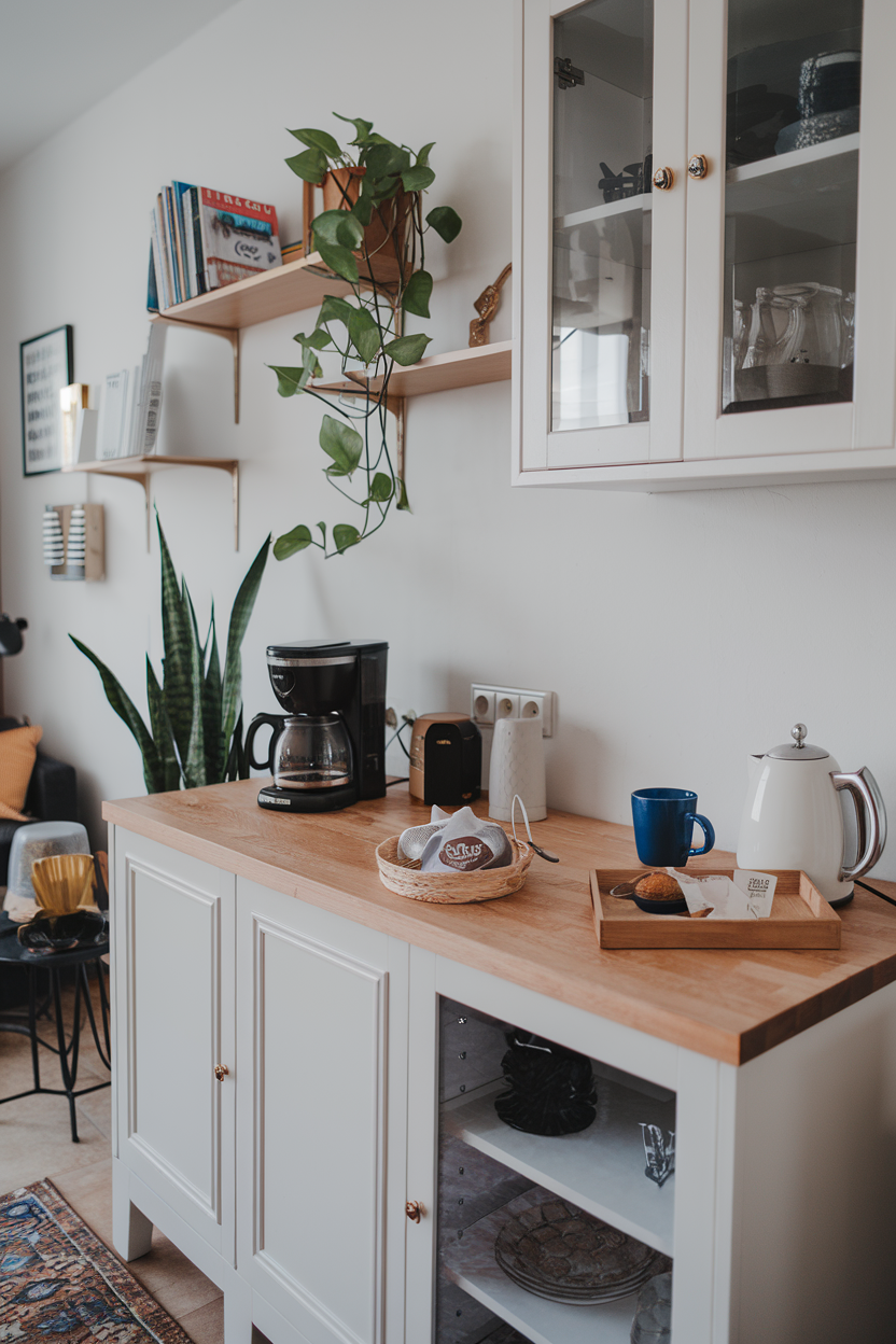 Budget friendly coffee bar inspiration for small spaces9